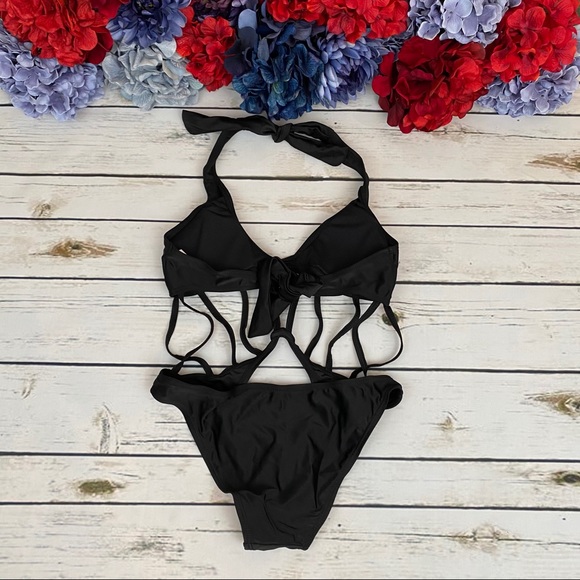 Sexy Black Hollowed Out Bandage Monokini - Picture 9 of 13